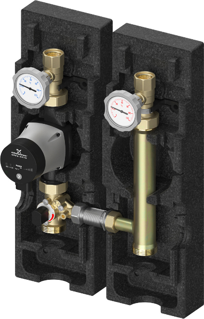 Насосная группа Meibes V-UK 1" с насосом Grundfos UPM3 Hybrid 25-70 без смесителя подача слева