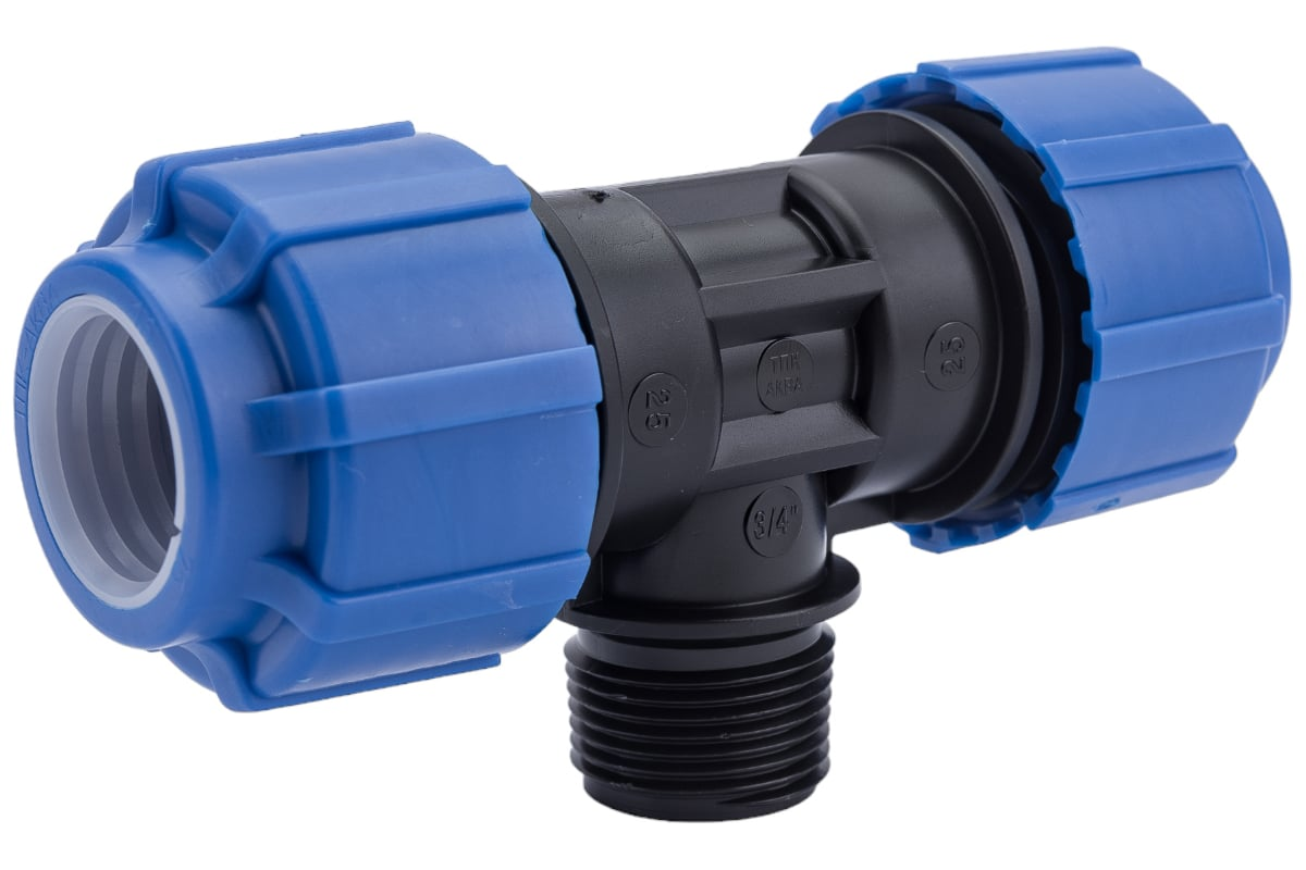 Тройник компрессионный ТПК-АКВА ПЭ Дн25х3/4"х25 НР