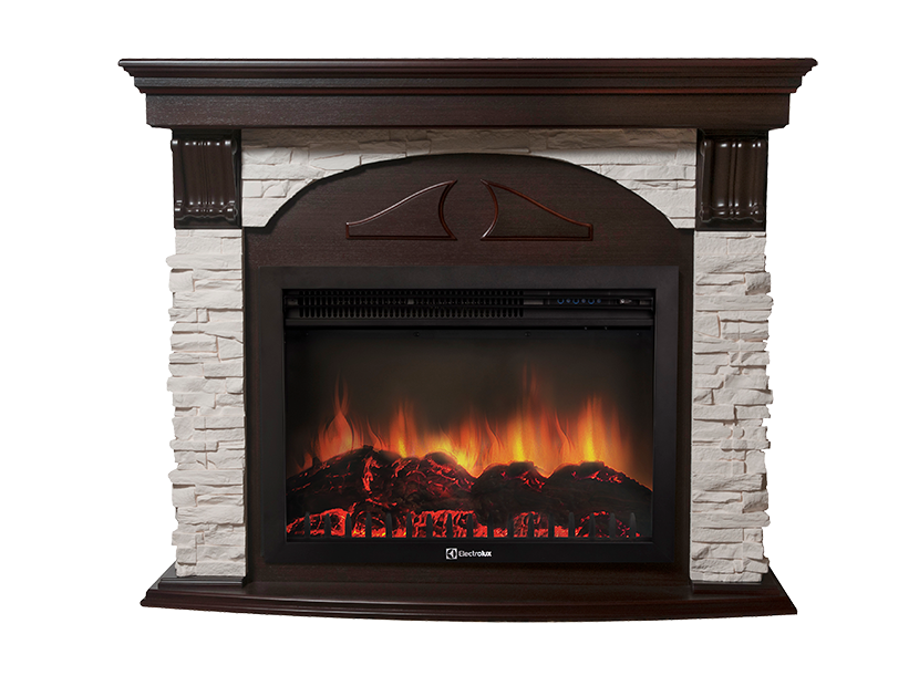 Портал Firelight Torre 25S (камень белый, шпон темный дуб)