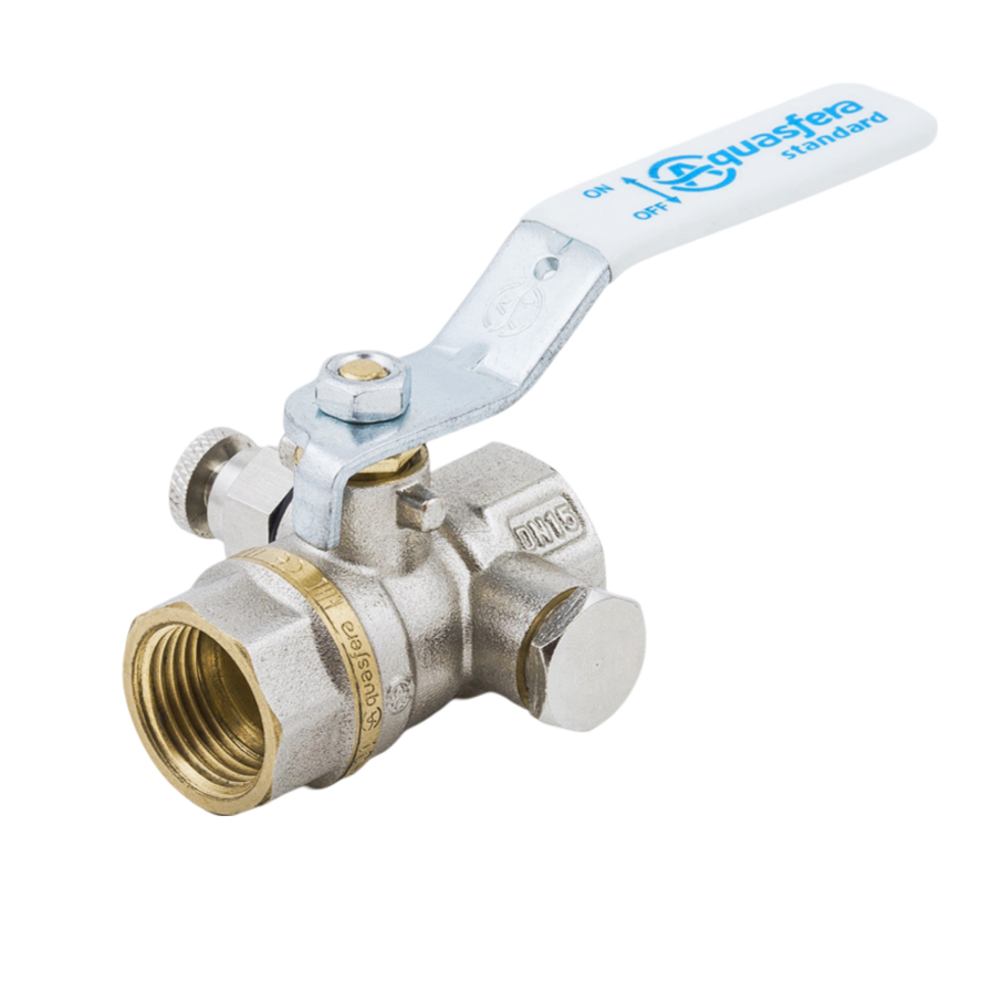 Кран шаровой Aquasfera 1132 Standard Ду15 Ру40 ВР с воздухоотводчиком (рычаг белый)