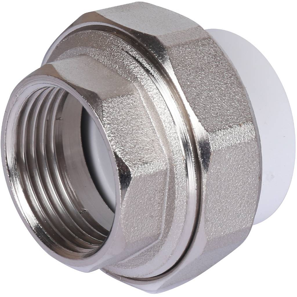 Муфта разъемная Политэк 32х1" ВР для полипропиленовых труб (сварка) белая