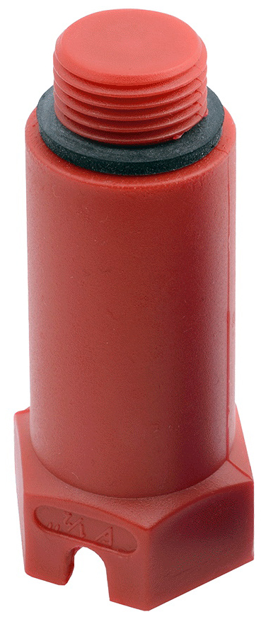 Пробка длинная AlcaPipe PP 1/2" напорная пластиковая с резьбой (красная) AB252000002