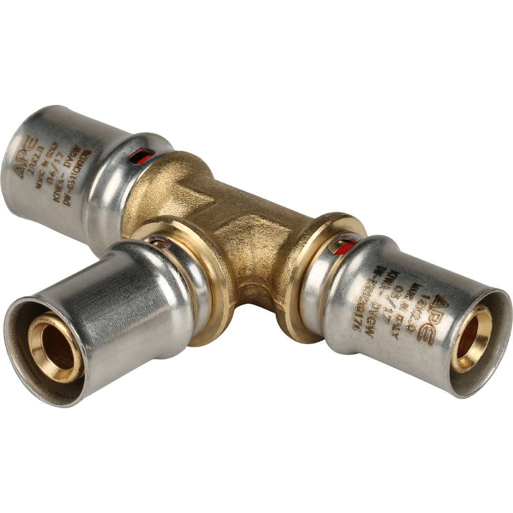 Тройник STOUT 20х16х16 переходной для металлопластиковых труб (прессовой)