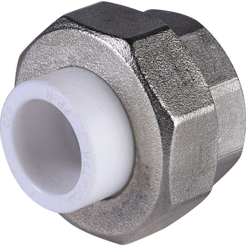 Муфта разъемная Политэк 20х1" НР для полипропиленовых труб (сварка) белая