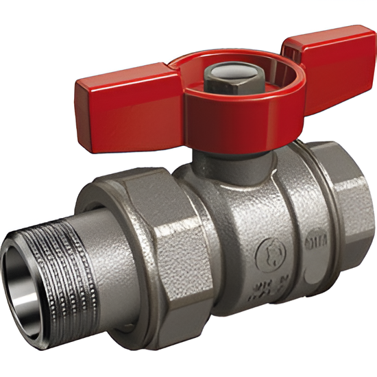 Кран шаровой Giacomini R859 Ду20 Ру35 американка (ручка-бабочка) полнопроходной