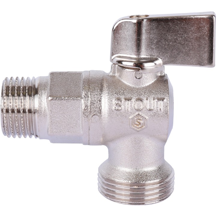 STOUT Кран шаровой угловой для бытовой техники 1/2" х 3/4"