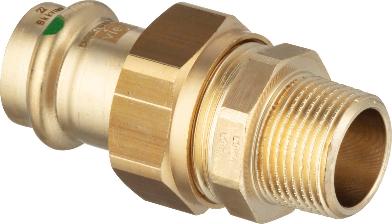Разъёмное соединение Viega Sanpress с SC-Contur 22x1/2 с переходом на наружную резьбу бронза