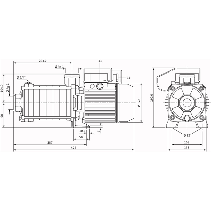 Поверхностный насос Wilo MHIL 107-E-3-400-50-2