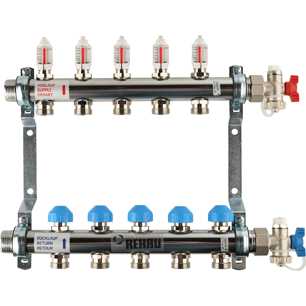 REHAU Распределительный коллектор HKV-D на 5 контуров (нерж .сталь)