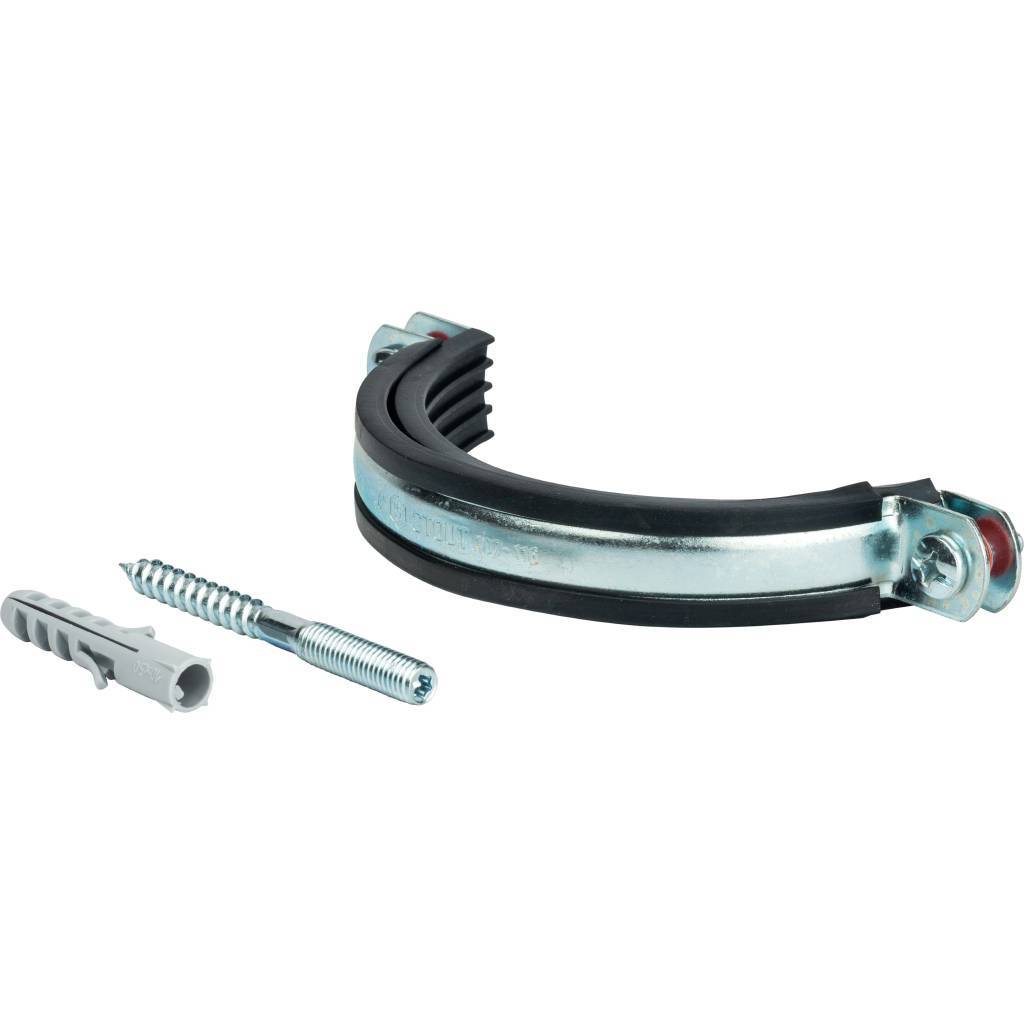 Хомут STOUT 4" (107-116) для труб комплект (хомут+шпилька шуруп +дюбель пластиковый)