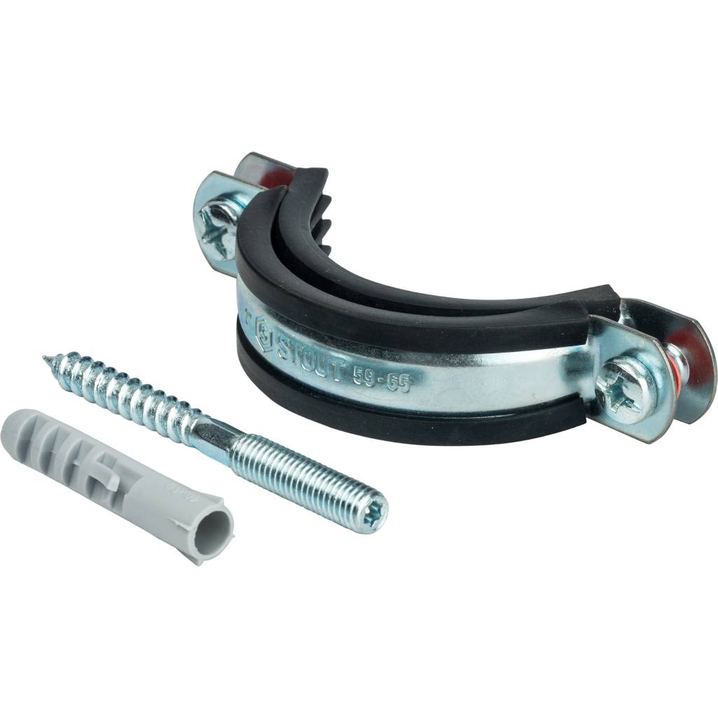 Хомут STOUT 2" (59-65) для труб комплект (хомут+шпилька шуруп +дюбель пластиковый)