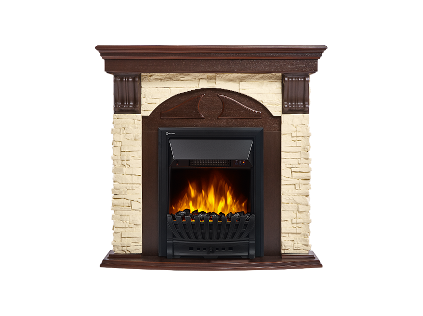 Портал Firelight Torre Classic (камень слоновая кость, шпон темный дуб)