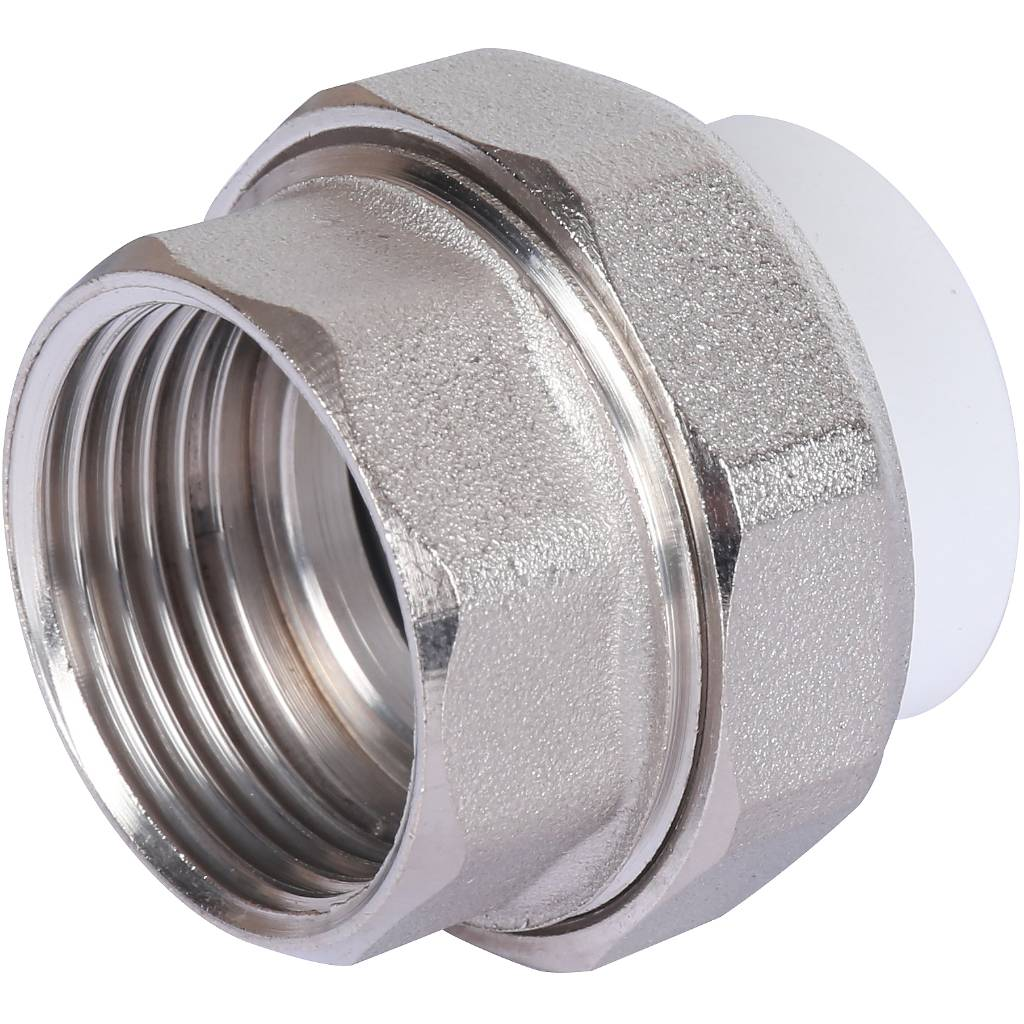 Муфта разъемная Политэк 25х1" ВР для полипропиленовых труб (сварка) белая