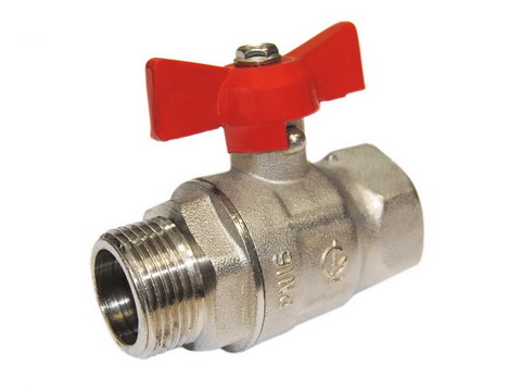 Кран шаровой ГАЛЛОП Крепыш 331 Ду20 Ру16 ВР/НР полнопроходной (бабочка красная) никель