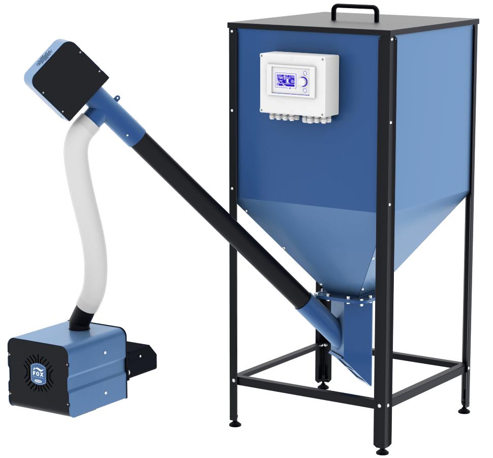 Пеллетная горелка ZOTA Fox 25 приставная (горелка+ПУ+механизм+бункер 200 л)