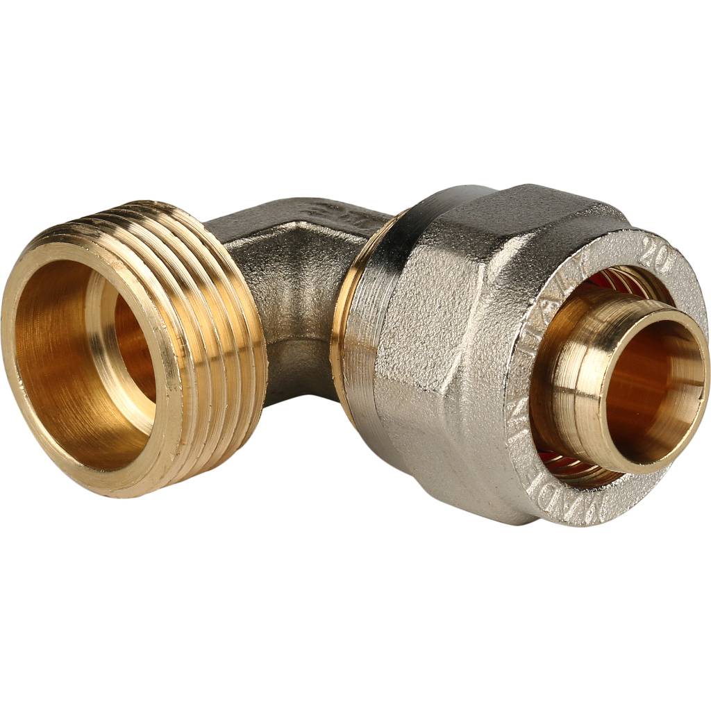 Угольник-переходник STOUT 3/4"х20 с наружной резьбой для металлопластиковых труб (винтовой)