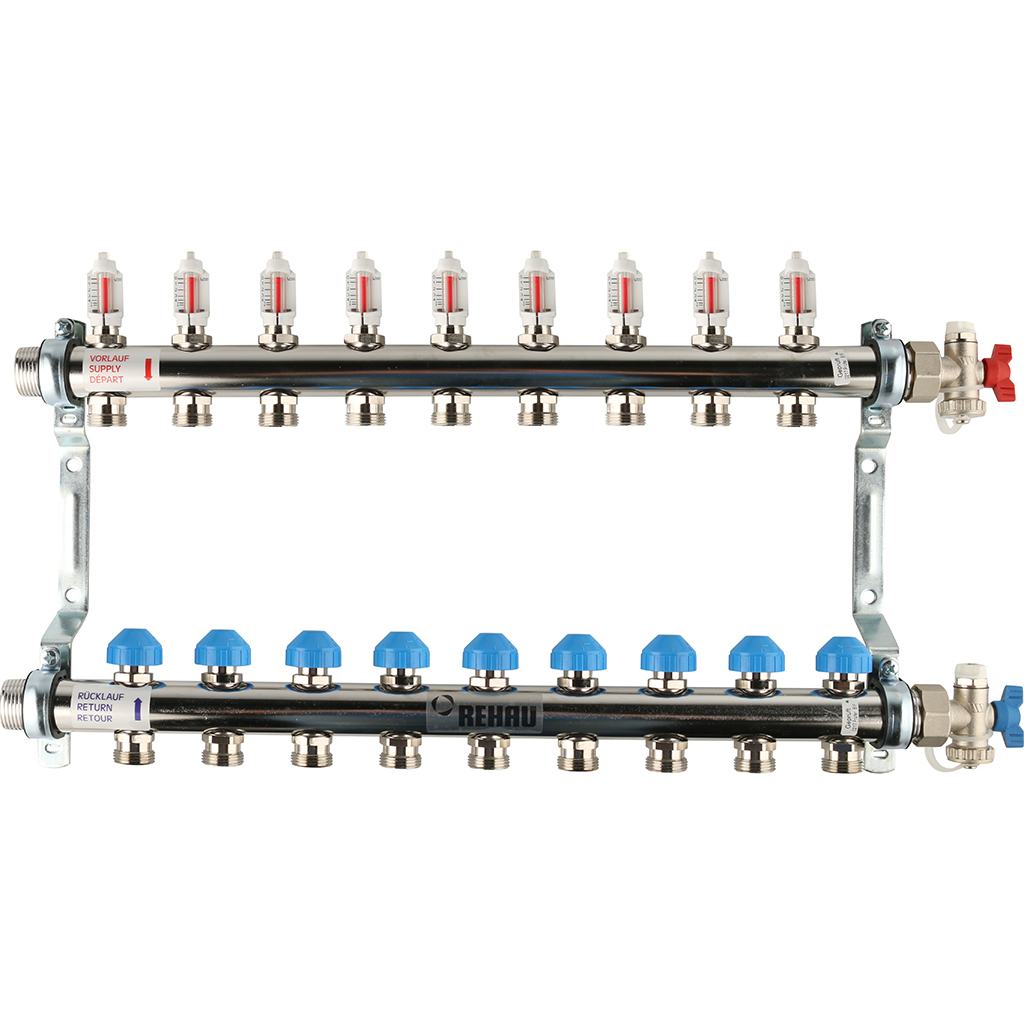 REHAU Распределительный коллектор HKV-D на 9 контуров (нерж .сталь)