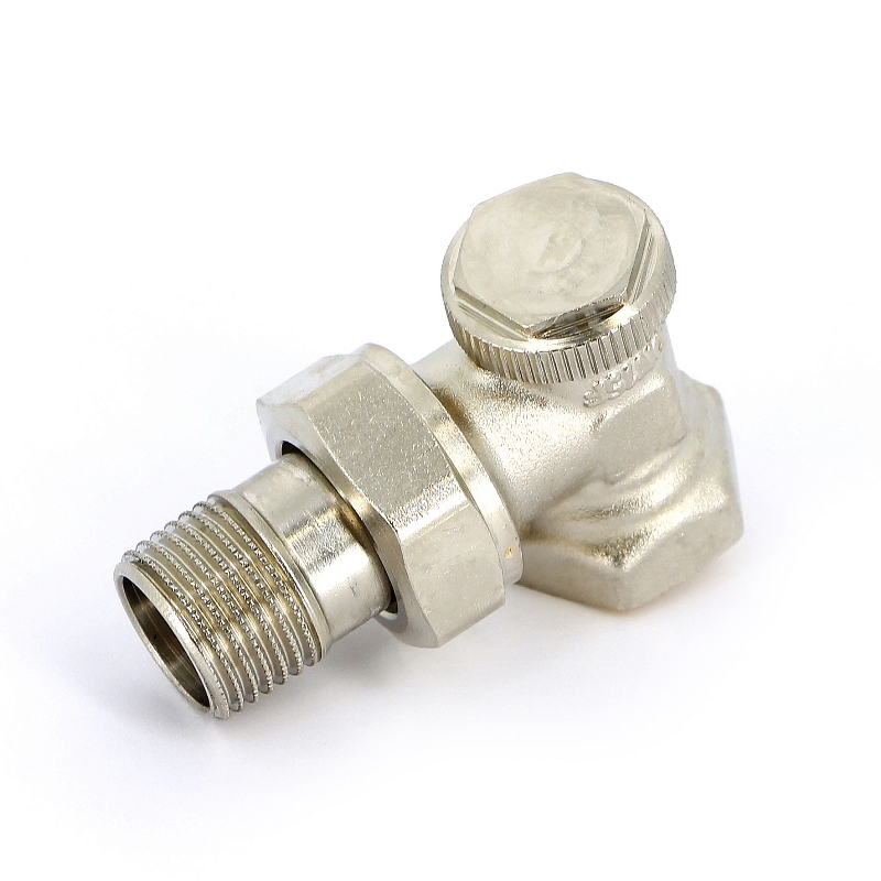 Вентиль обратный UNI-FITT угловой НВ 1/2 никелированный с разъемным соединением THERMO