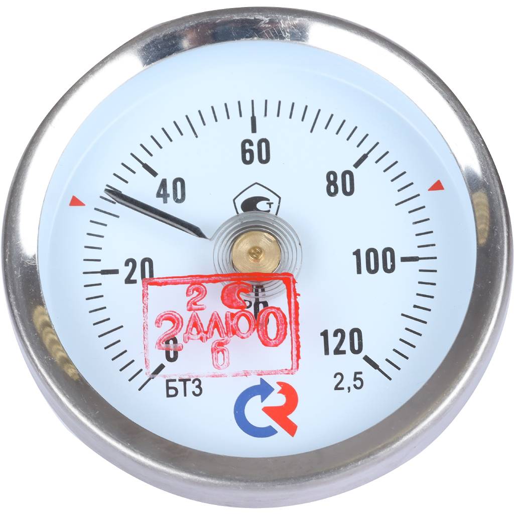 Термометр Росма БТ-30.010(0-120С)2,5 с пружиной общетехнический специальный (накладной)