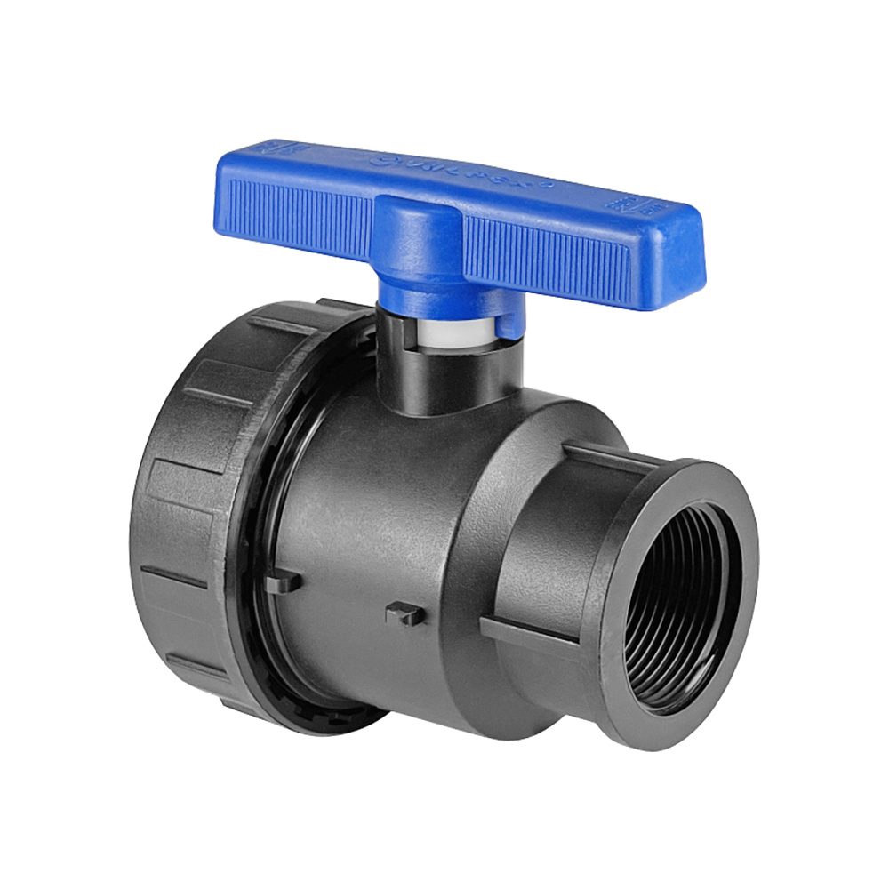 Кран шаровой компрессионный VALFEX ПНД Ду36 1 1/2"x1 1/2" ВР/ВР Ру16 разборный полнопроходной