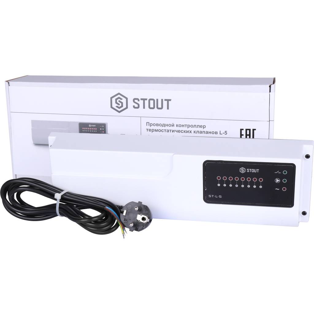 Проводной контроллер термостатических клапанов STOUT L-5