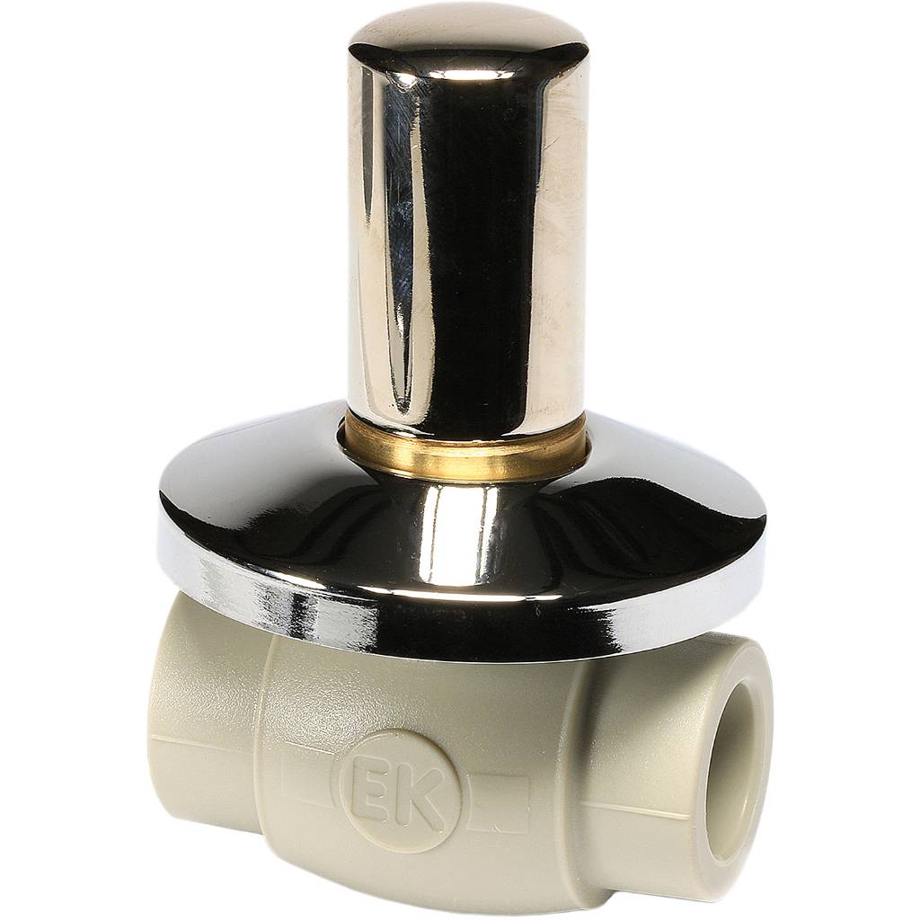Кран шаровой Ekoplastik ППР 25 под штукатурку с металлической крышкой