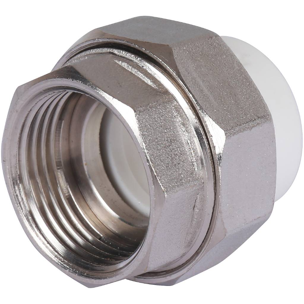 Муфта разъемная Политэк 20х3/4" ВР для полипропиленовых труб (сварка) белая