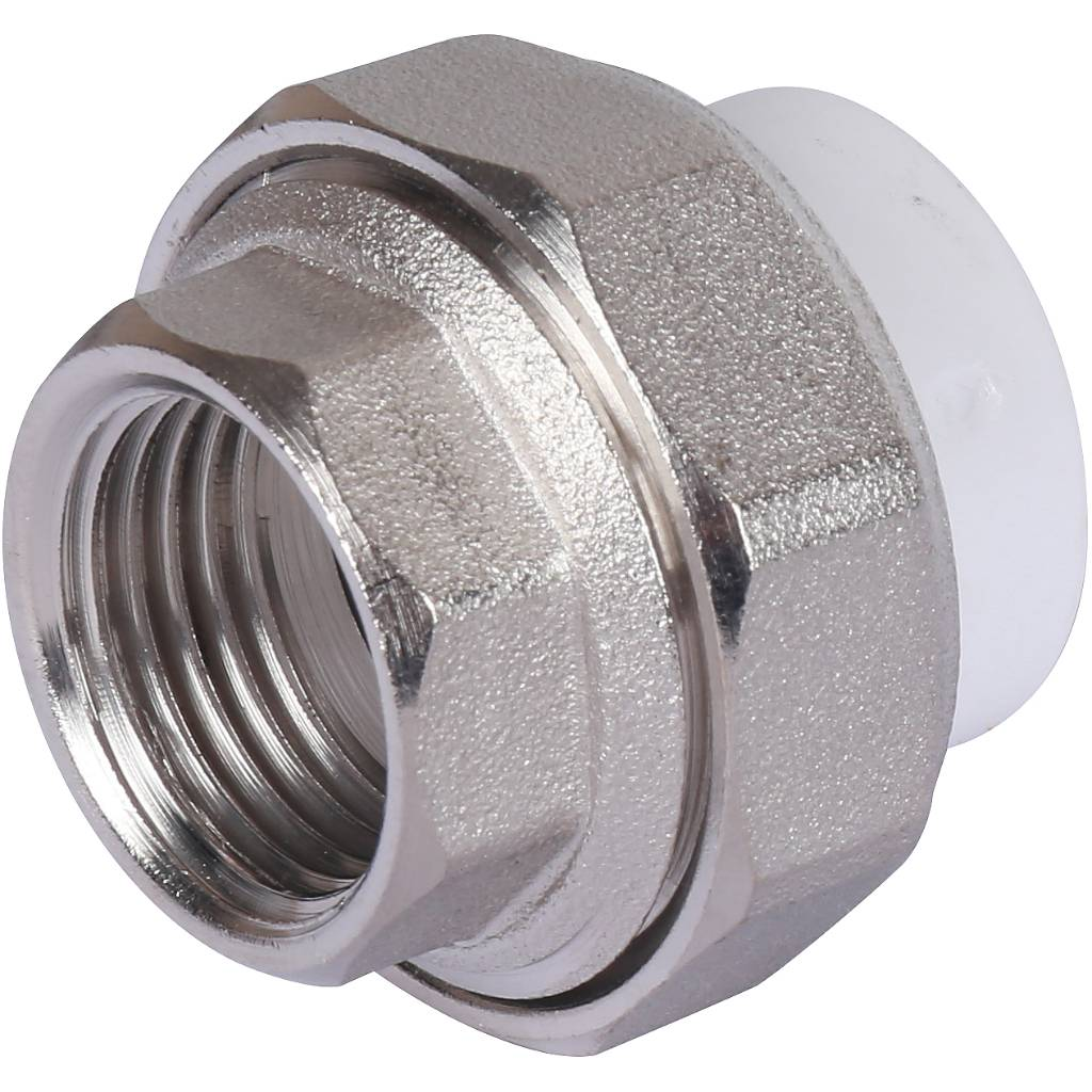 Муфта разъемная Политэк 20х1/2" ВР для полипропиленовых труб (сварка) белая