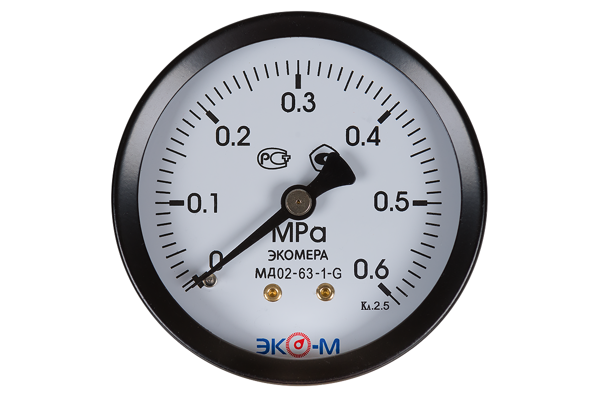 Манометр ЭКОМЕРА МД02 Дк50мм 0-0,6 МПа кл.2,5 G1/4" осевой