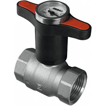 Кран шаровой HERZ 1/2" ВР-ВР с полимерной рукояткой и термометром (цвет рукоятки - красный)