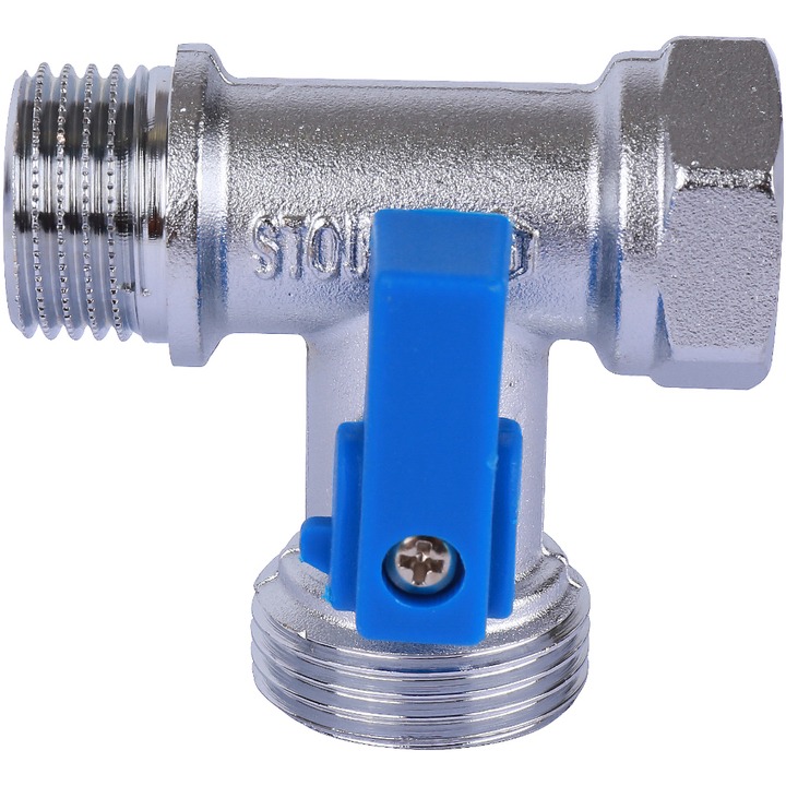 STOUT Кран шаровой проходной для стиральных и посудомоечных машин 1/2" х 3/4" х 1/2"