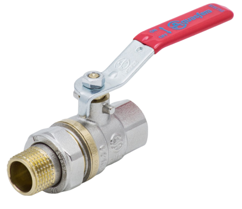 Кран шаровой Aquasfera 1006 Euro Ду25 Ру25 ВР/"американка" полнопроходной (рычаг красный)