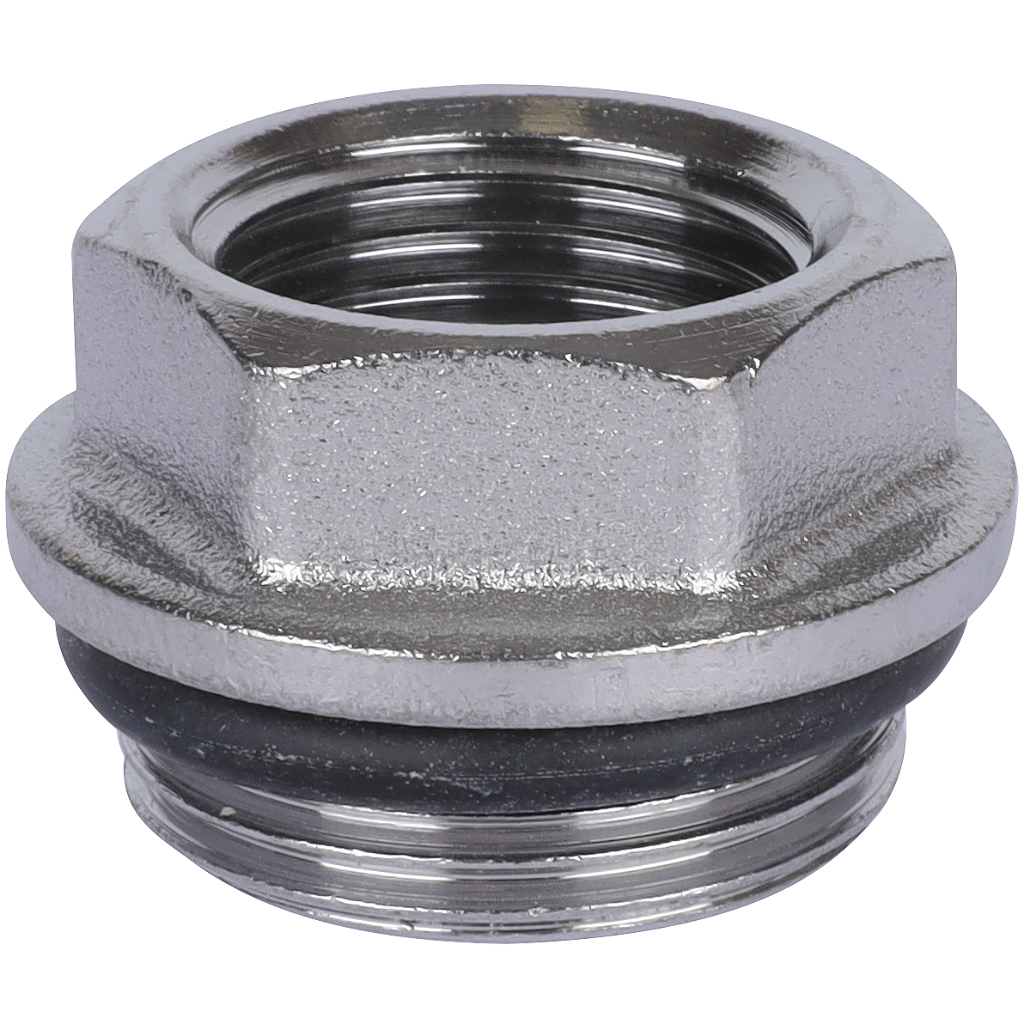 Переходник FAR 3/4"x1/2" НР-ВР концевой для коллектора с уплотнением (хромированный)