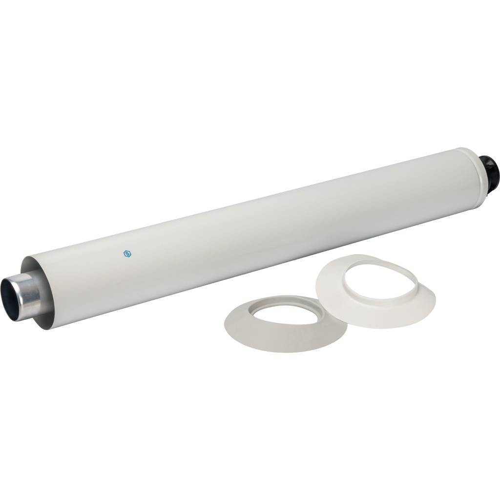 Финальный элемент дымохода STOUT DN60/100 830мм горизонтальный с пластиковым оголовком