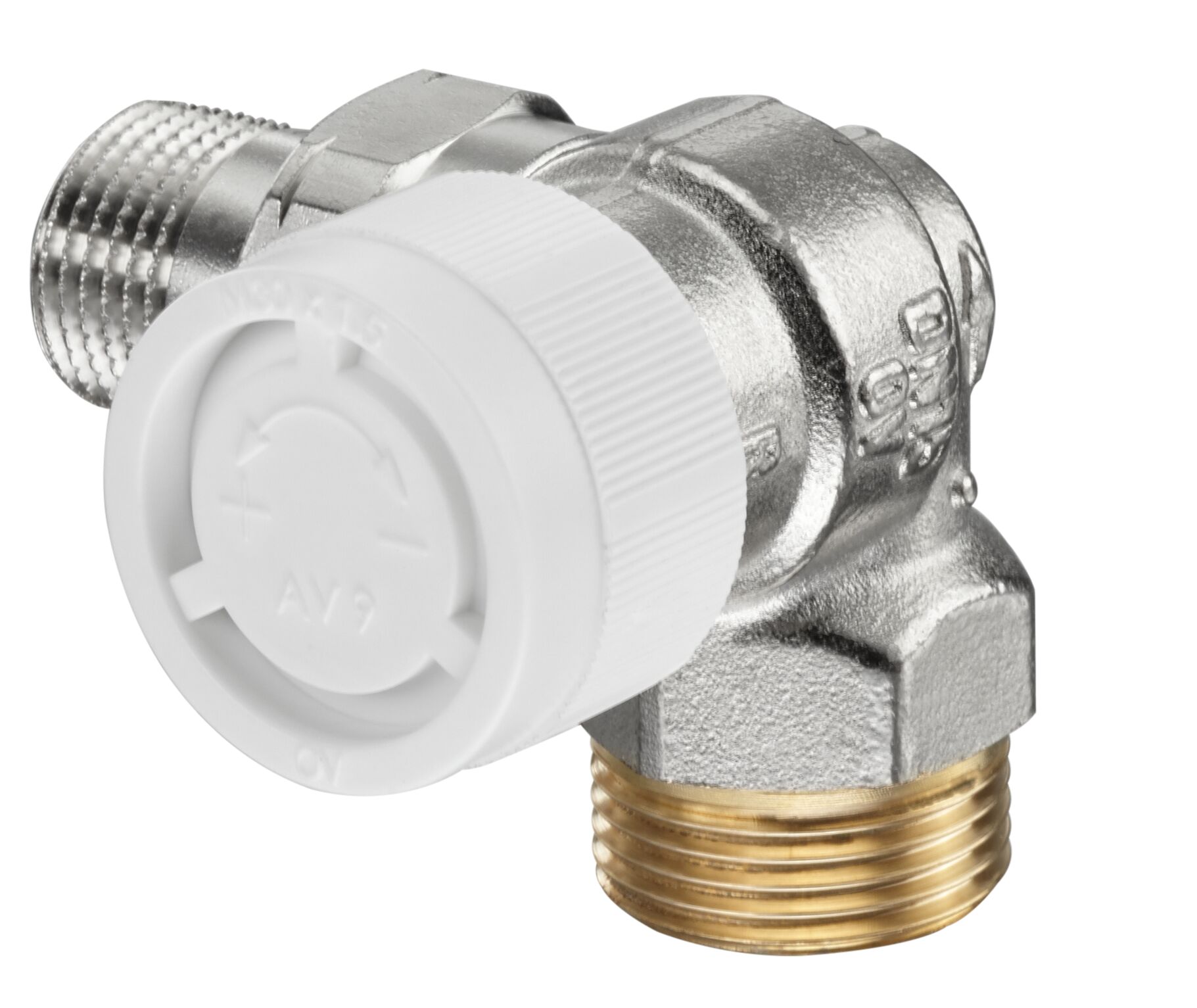 Вентиль термостатический OVENTROP серия AV9 DN15х3/4х1/2 угловой трехосевой (правое подключение)