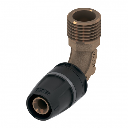 Уголок соединительныйTECE TECElogo-Push 90° 25х3/4 с ниппелем наружная резьба (бронза)