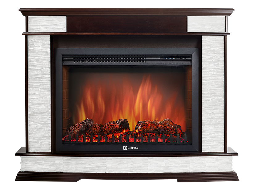 Портал Firelight Scala 30 (камень сланец скалистый белый, шпон тёмный дуб)