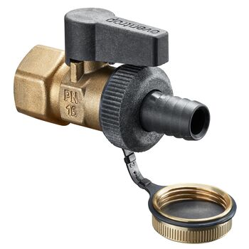 Кран шаровой OVENTROP Optiflex DN15 1/2 ВР со штуцером для шланга и колпачком