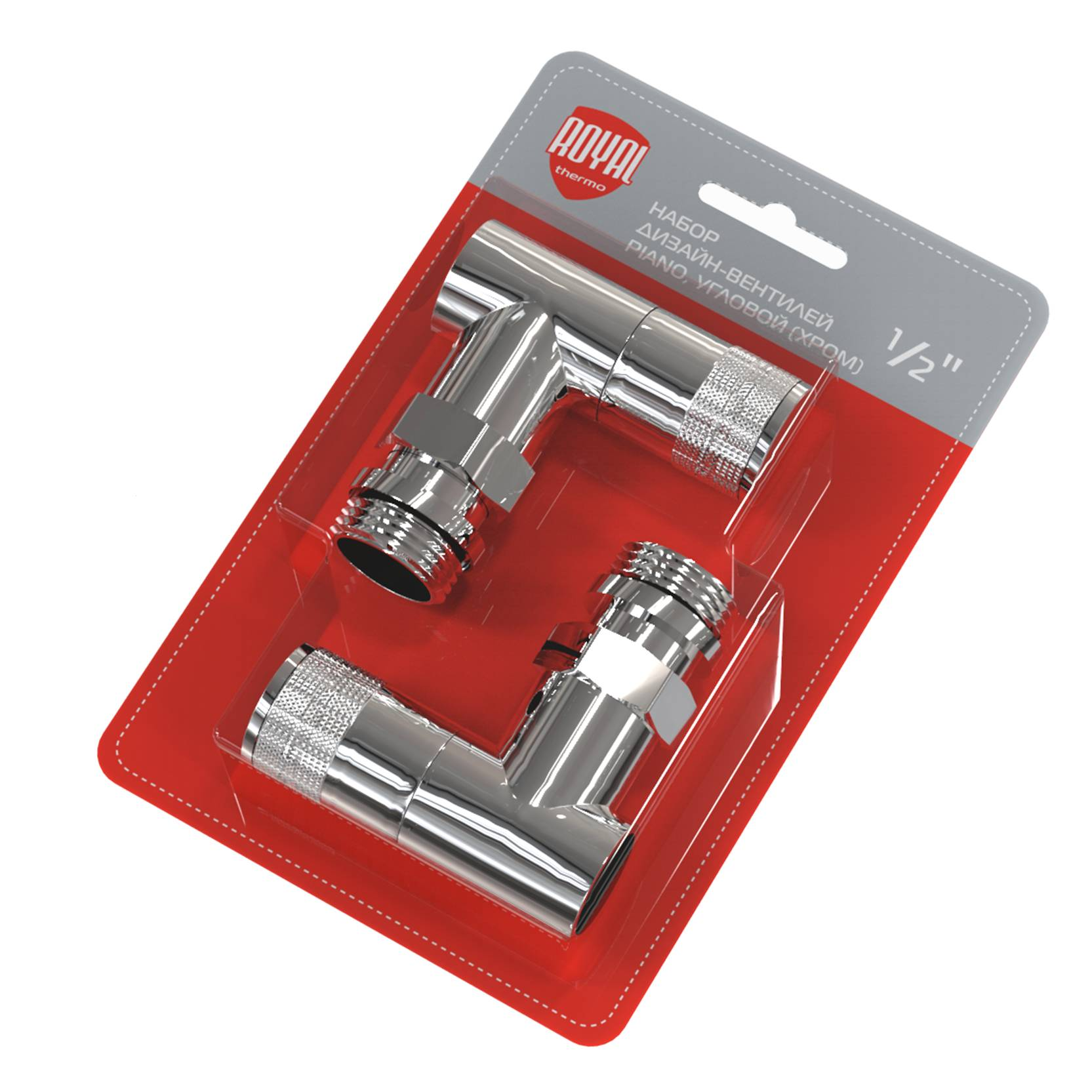 Набор дизайн-вентилей Royal Thermo PIANO угловой 1/2" (хром)