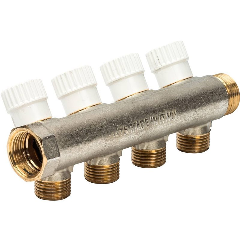 Коллектор Luxor CP 464 3/4"x1/2" на 4 выхода с перекрывающими кранами