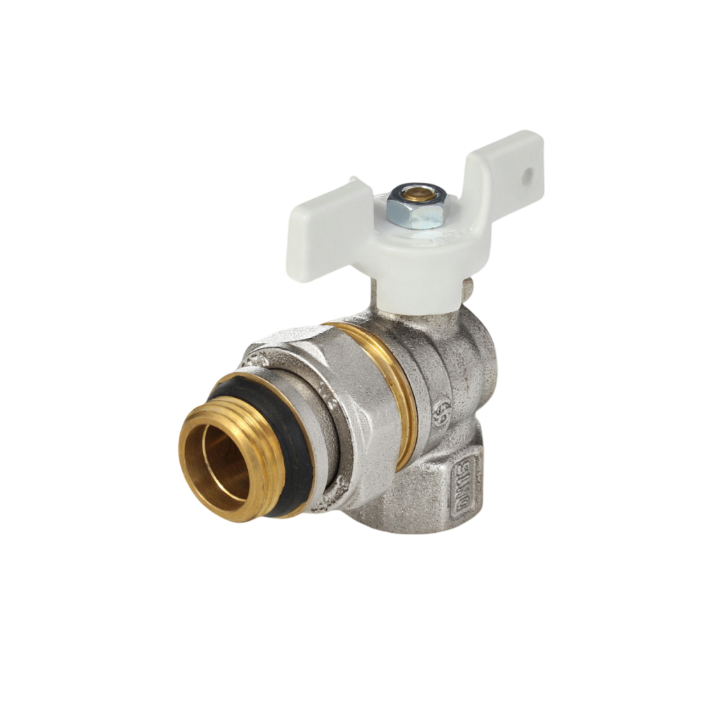 Кран шаровой Aquasfera 1128 Standard Ду15 Ру40 ВР/"американка" угловой полнопроходной(бабочка белая)