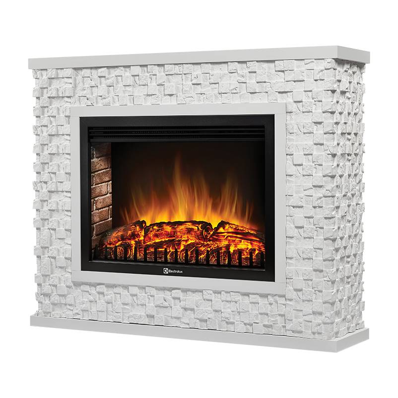 Каминокомплект Electrolux EFP/P-3020LS с порталом Quadro 30 (камень песчаник античный белый)