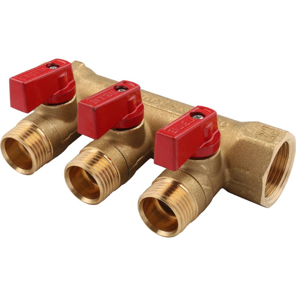 Распределительный коллектор TIEMME 3/4"x1/2" с шаровыми кранами на 2 выхода