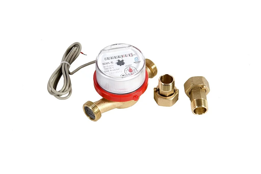 Счетчик воды универсальный Декаст ВСКМ-15 ДГ2 Ду15 Ру16 90°С L=110мм резьба импульсный