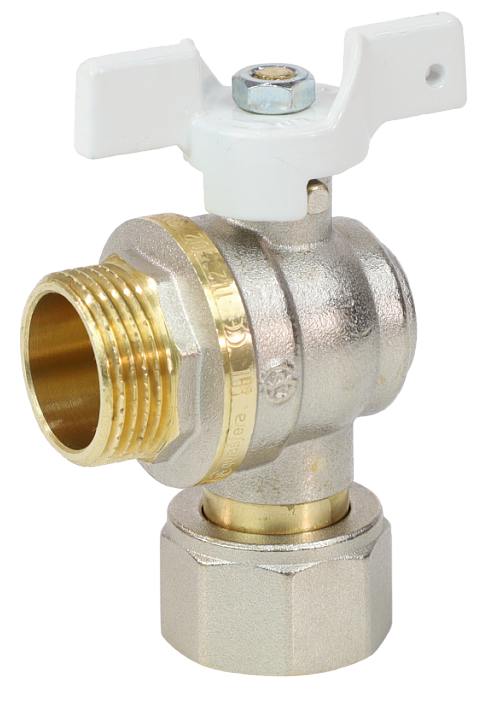 Кран шаровой Aquasfera 1123 Standard Ду20 Ру30 НР/НГ угловой (бабочка белая)