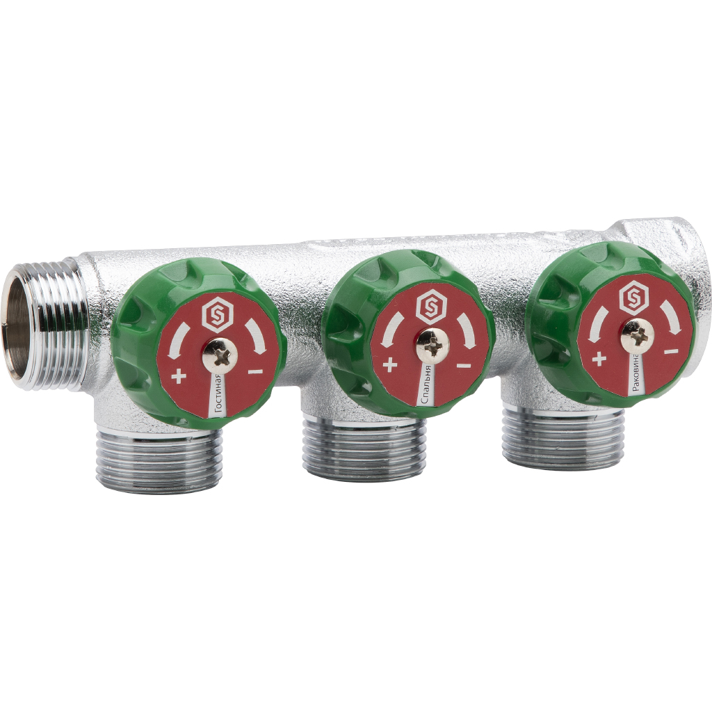 STOUT SMB-6849-011203 STOUT Коллектор регулирующий 1", 3 отвода 1/2" плоское уплотнение