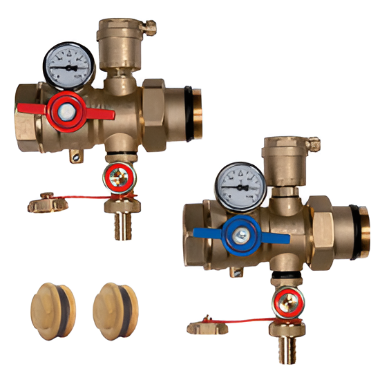 Комплект кранов для коллекторов Giacomini R269T Ду1" ВР/НР