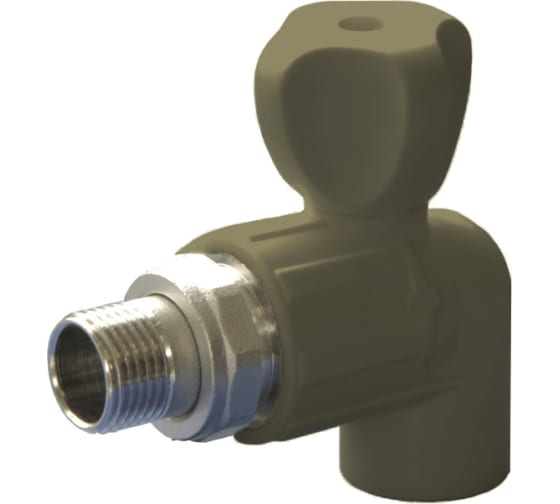 Кран шаровой Политэк 25х3/4" угловой для радиатора (серый)