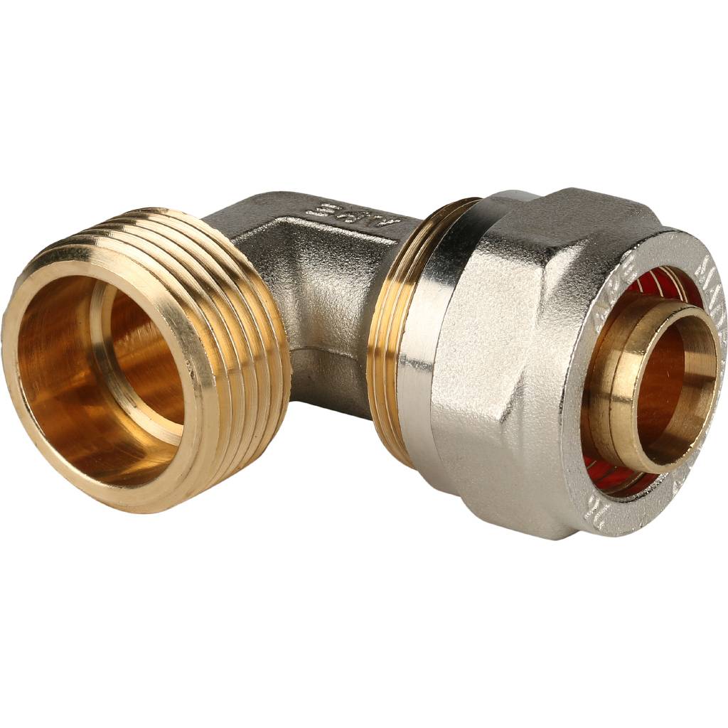 Угольник-переходник STOUT 1"x26 с наружной резьбой для металлопластиковых труб (винтовой)