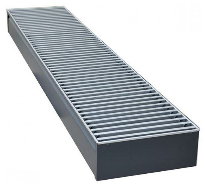 Конвектор внутрипольный КЗТО Бриз 260х80х1800 (решетка цвет Алюминий с серыми втулками)